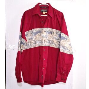 A Buffalo Country Men's Western Shirt Button Front Embellished Eagle XL